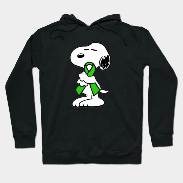 Dog Hugging an Awareness Ribbon (Green) Hoodie by CaitlynConnor
